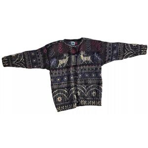 Dale of Norway Size M Cardigan Sweater Women Wool Ski Pewter Buttons Red Black